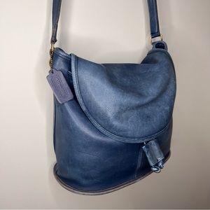 Coach Leather Shoulder Bag 80s Coach Leatherwear Navy Blue Classic Satchel Style